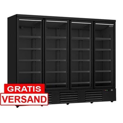 Glastürkühlschrank mit 4 Türen & 2025 Liter | Schwarz Glastürkühlschrank mit 4 Türen & 2025 Liter | Schwarz
