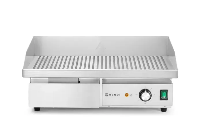 Gerillte Grillplatte aus Edelstahl mit gerippter Stahlfläche 550x430 mm
