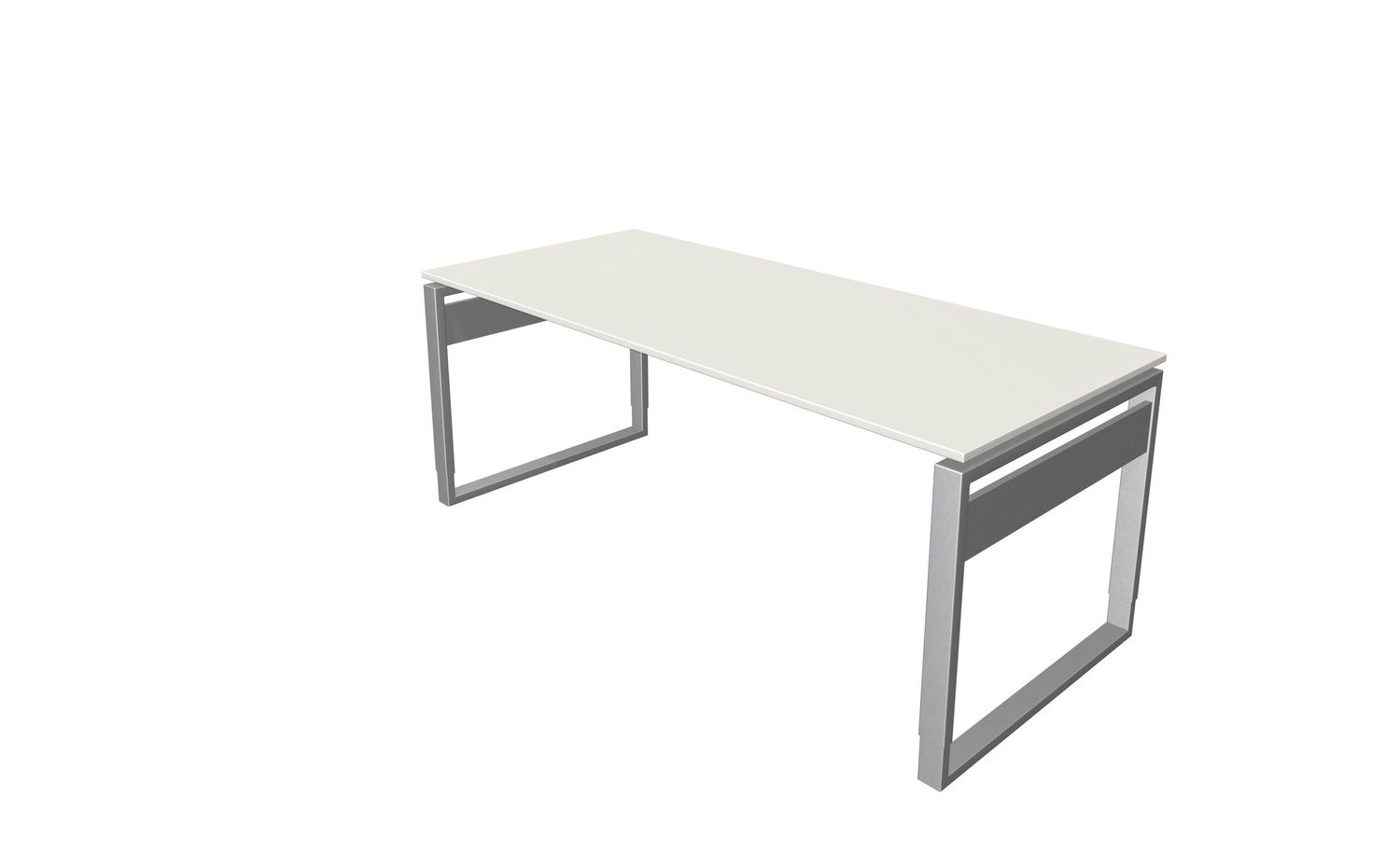 Bürotisch mit Bügel-Gestell und Schwebeplatte | höhenverstellbar, Farbe: Weiß