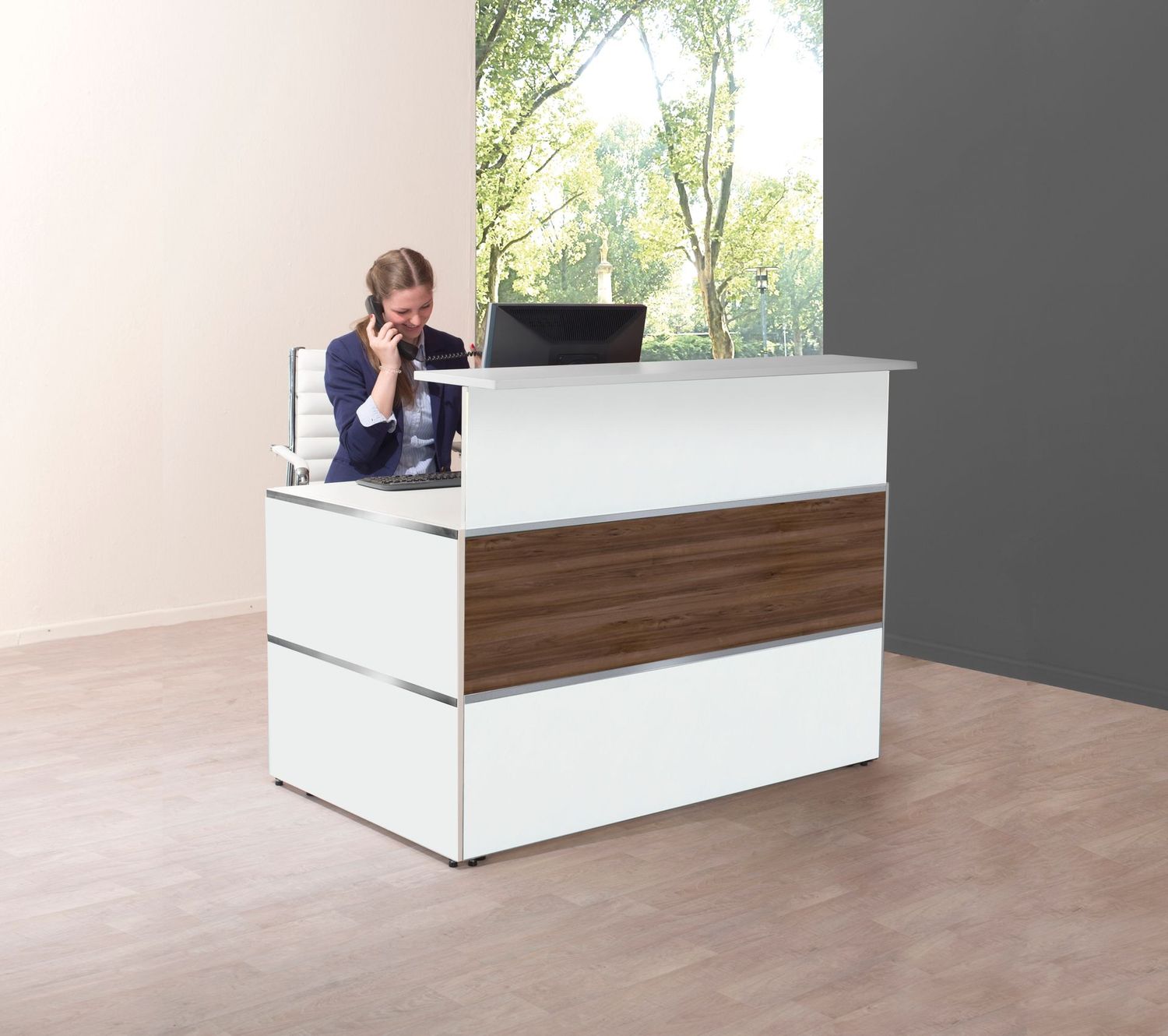 Atlantis Anbautheke Nussbaum– Modularer Arbeitsplatz mit Zubehör Atlantis Anbautheke Nussbaum– Modularer Arbeitsplatz mit Zubehör, Form: Einzeltheke mit Seitenblende, LED: Ohne LED, Taschenablage: Ohne Taschenablage