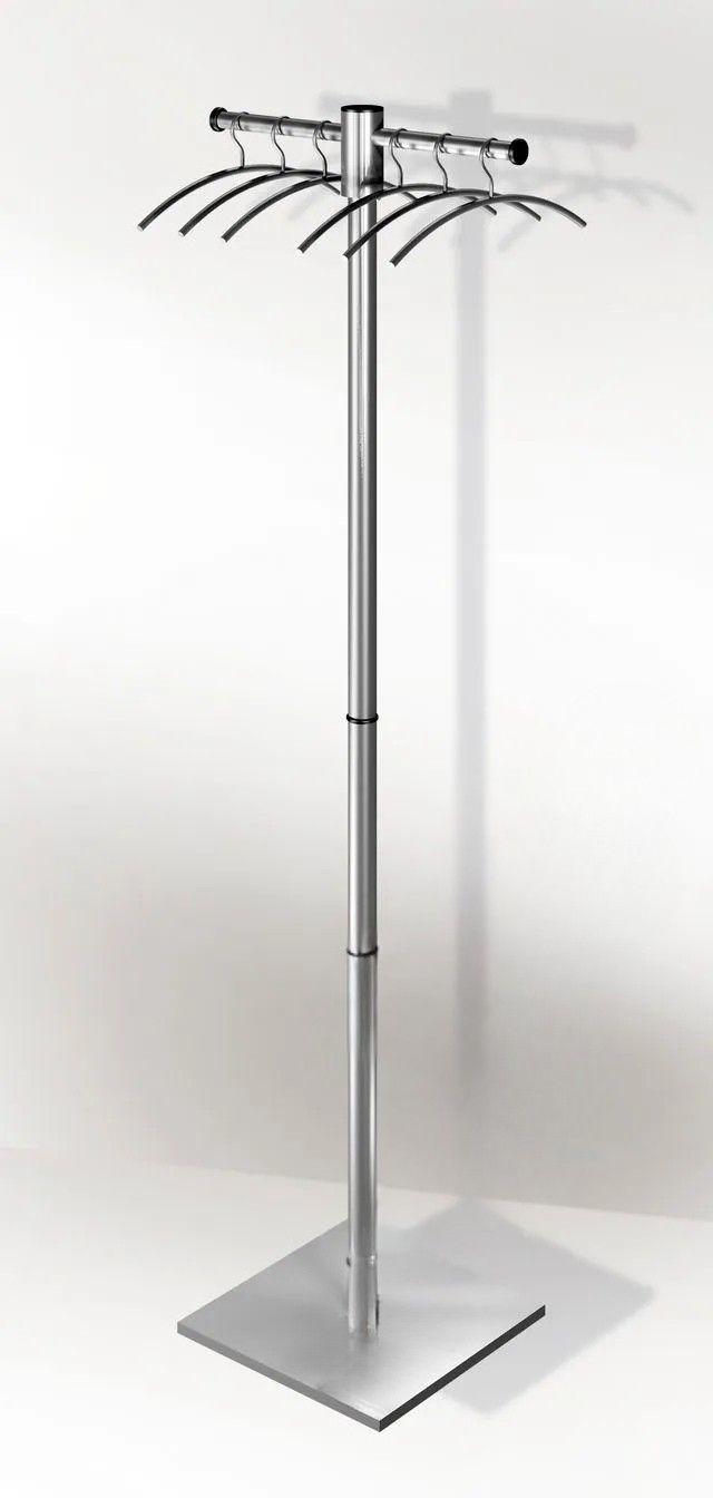 Professionelle Edelstahl-Garderobe mit 6 Kleiderbügeln | 510 × 460 × 1680 mm Professionelle Edelstahl-Garderobe mit 6 Kleiderbügeln | 510 × 460 × 1680 mm, Schirmhalter: Ohne Schirmhalter