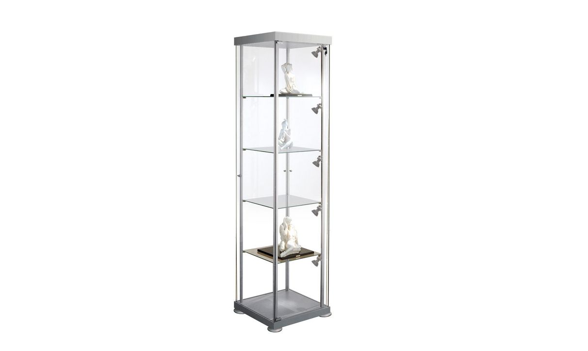 Formschöne Vitrine mit höhenverstellbaren Glasböden | Verschiedene Varianten Formschöne Vitrine mit höhenverstellbaren Glasböden | Verschiedene Varianten, Varianten: Quadratvitrine (450 ×  450 ×  1800 mm)