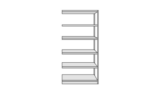 Progress 500 Regalsystem | Verschiedene Varianten, Höhe: 1,90 Meter, Breite: 0,75 Meter, Tiefe: 0,30 Meter, Rückwand: Ohne Rückwand, Anbau: Anbaufeld