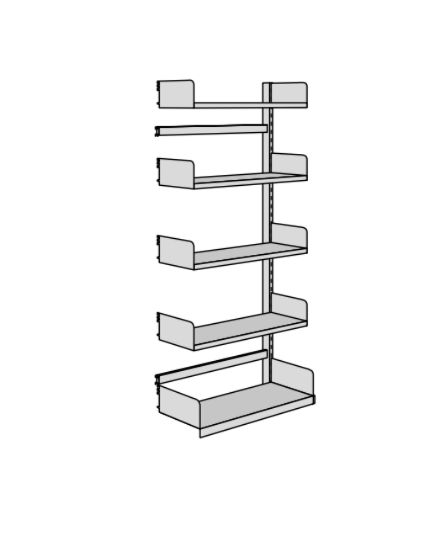 Freiarm-Regal Univers | Einseitige Komplett-Regale, Höhe: 200 cm (5 Fachböden), Breite: 75 cm, Tiefe: 30 cm, Endseite: Ohne Endseite