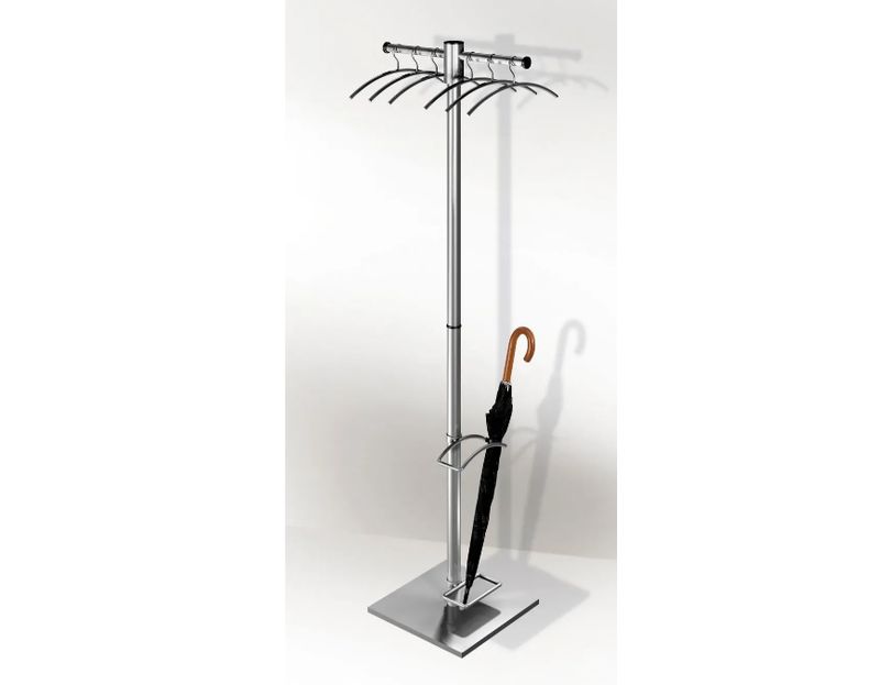 Professionelle Edelstahl-Garderobe mit 6 Kleiderbügeln | 510 × 460 × 1680 mm