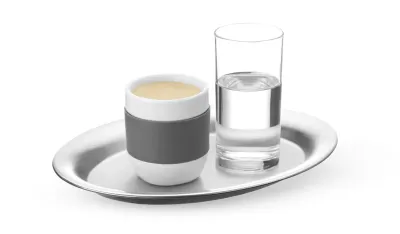 Ovales Kaffeetablett Edelstahl