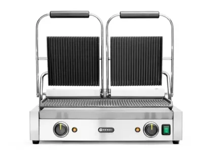Gastronomie Kontaktgrill Doppel – Gerillte Platten, 475x235 mm