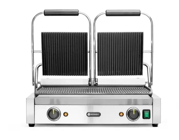 Gastronomie Kontaktgrill Doppel – Gerillte Platten, 475x235 mm