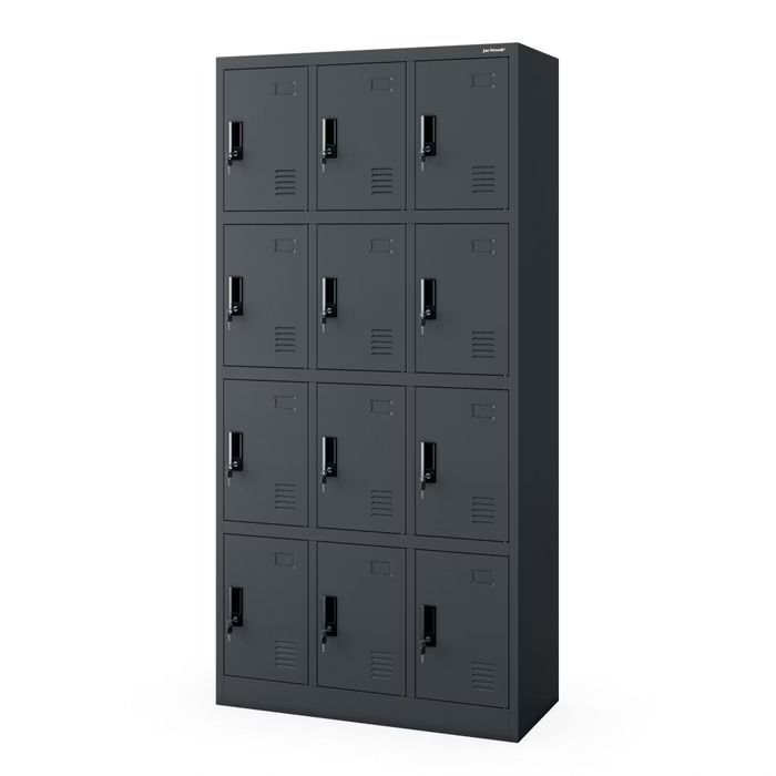 Spind Fächerschrank Schließfachschrank mit 12 Fächern MARCIN | 900 x 1850 x 400 mm, Farben: Anthrazit