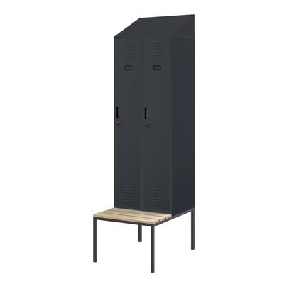 Spind mit Sitzbank | Schrägdach KACPER II PRO | 600 x 2295 x 85 mm