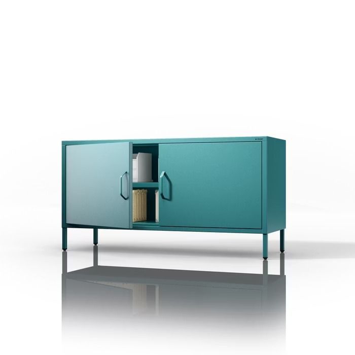 Metallschrank für Unterhaltungselektronik | 1150 x 595 x 400 mm, Farben: Meeresgrün