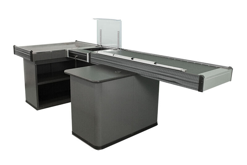 Supermarktkasse 2,9 m – breite Warenwanne – Rechtsband