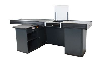 Supermarktkasse 2,9 m – schmale Warenwanne – Linksband Supermarktkasse 2,9 m – schmale Warenwanne – Linksband