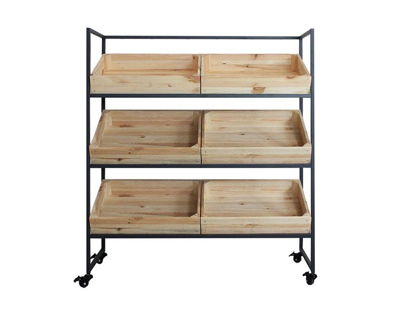 Obst- und Gemüseregal mit 3 Schrägetagen