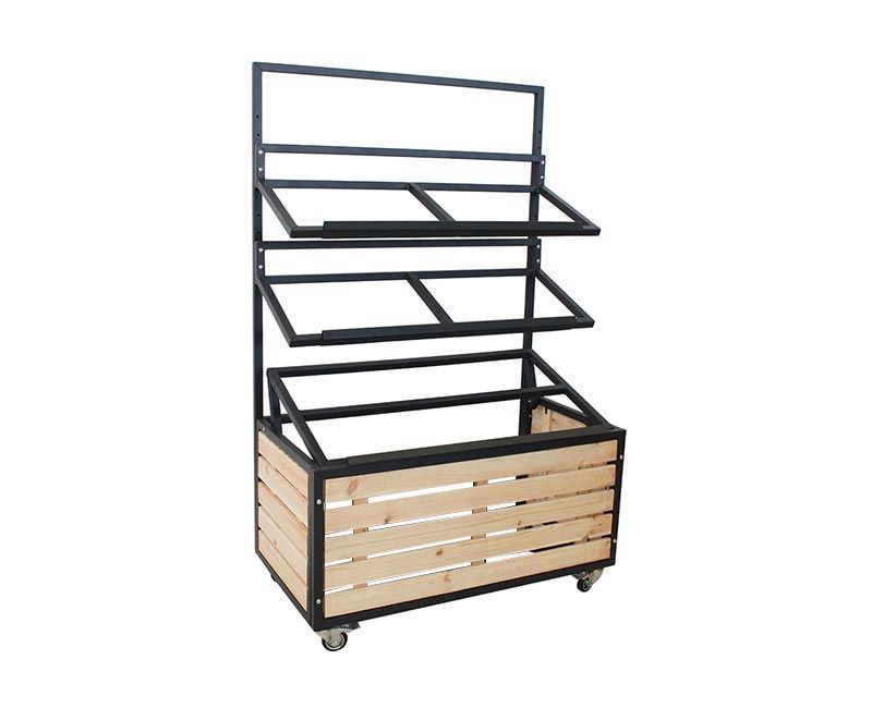 Obstregal - Gemüseregal mit 3 Etagen, Kisten: Ohne Kisten