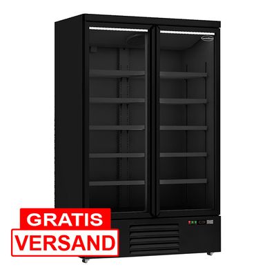 Glastürkühlschrank mit 2 Türen & 1000 Liter | Schwarz Glastürkühlschrank mit 2 Türen & 1000 Liter | Schwarz