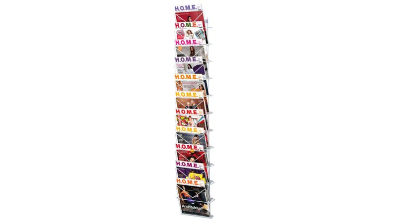 Zeitschriften-Wandhalter mit 11 Fächern | 260 × 1400 mm Zeitschriften-Wandhalter mit 11 Fächern | 260 × 1400 mm