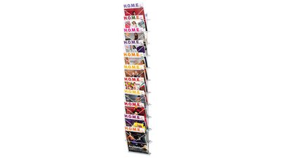 Zeitschriften-Wandhalter mit 11 Fächern | 260 × 1400 mm Zeitschriften-Wandhalter mit 11 Fächern | 260 × 1400 mm