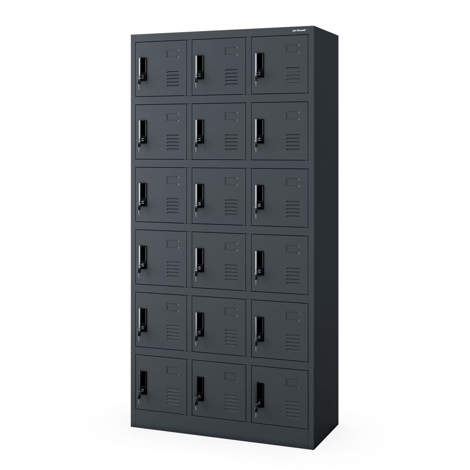 Spind Schließfachschrank mit 18 Fächern KAROL | 900 x 1850 x 400 mm Spind Schließfachschrank mit 18 Fächern KAROL | 900 x 1850 x 400 mm, Farben: Anthrazit