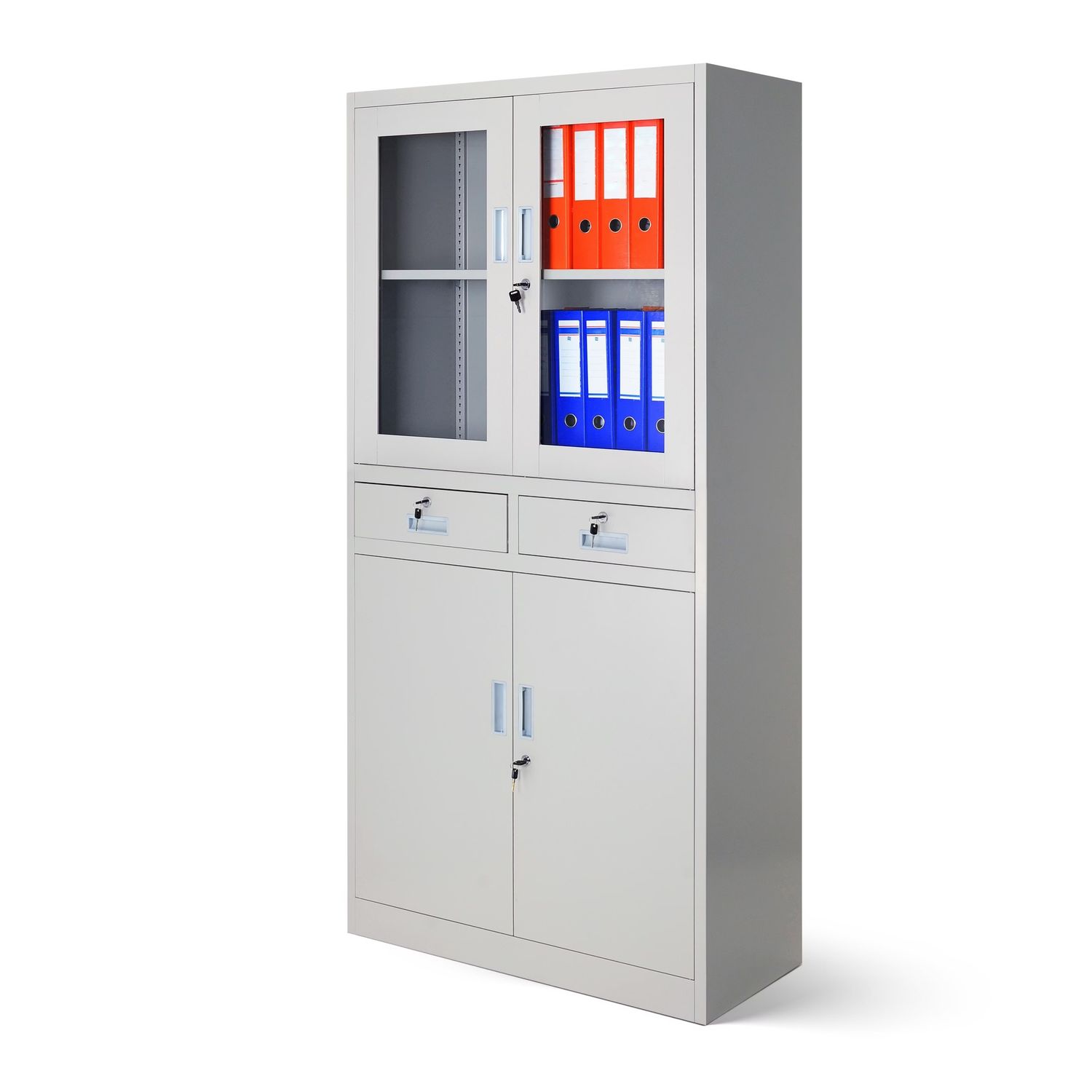 Büroschrank Vitrinenschrank mit Schubladen EDMUND | 900 x 1850 x 400 mm Büroschrank Vitrinenschrank mit Schubladen EDMUND | 900 x 1850 x 400 mm