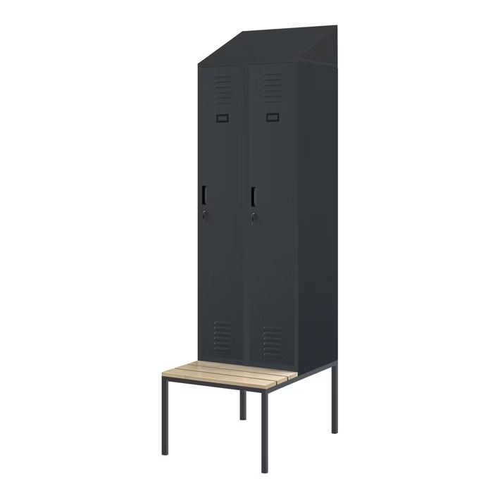 Spind mit Sitzbank | Schrägdach KACPER II PRO | 600 x 2295 x 85 mm
