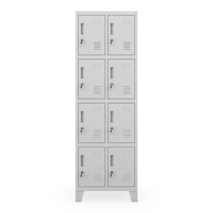 Doppelter grauer sozialer BHP-Schließfachschrank | ROBERT 2 Plus | 559 × 1720 × 450 mm
