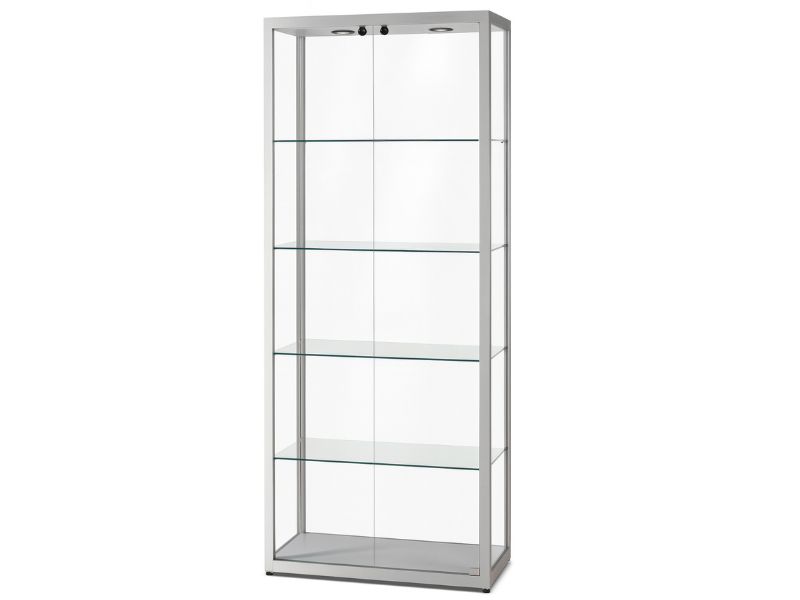 Glasvitrine MPC 800 | Professionelle Präsentation & LED-Licht | Silber & Schwarz