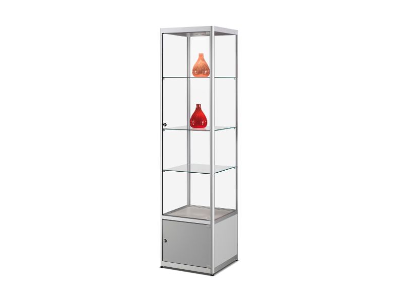Verkaufsvitrine MPC 500 | 500x500x2000 mm, Farbe: Silber
