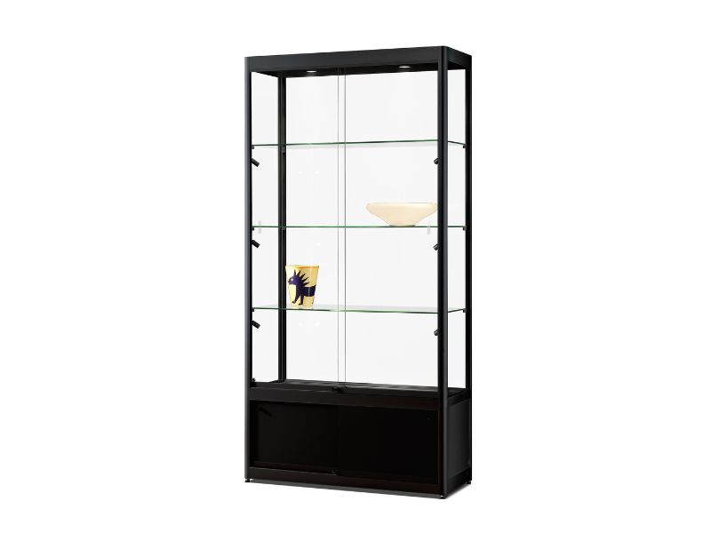 LED Glasvitrine SIDE LIGHT | 1000x400x1972 mm, Farben: Schwarz