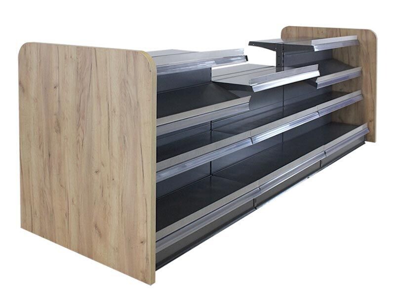 Kiosktheke mit Verkaufsfläche | Holzseitenwand Eichebraun Kiosktheke mit Verkaufsfläche | Holzseitenwand Eichebraun, Breite: 3,00m, Holzseitenwand: Holzseitenwand in Eichebraun, Farbe: Anthrazit