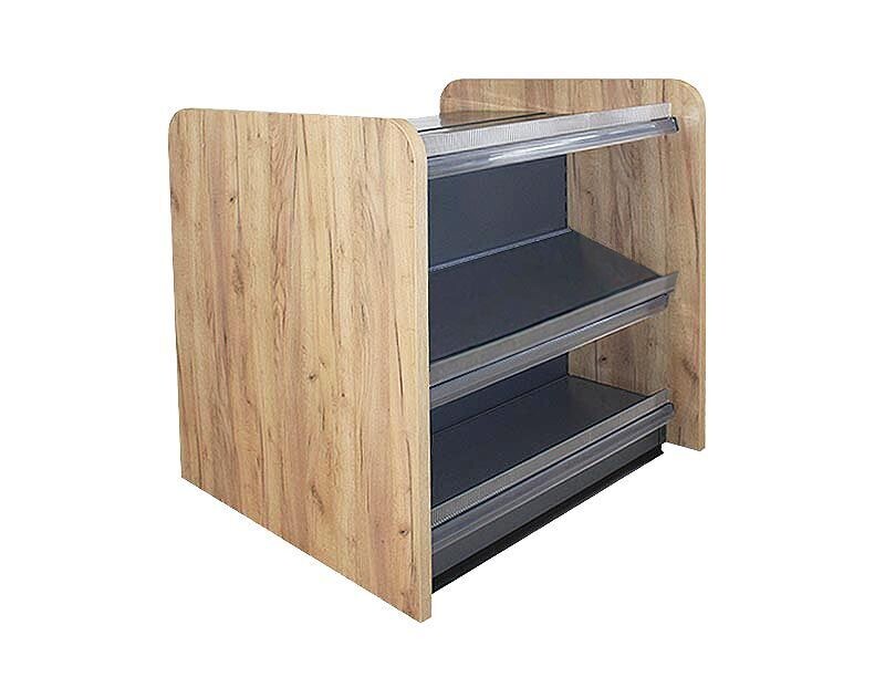 Kiosktheke mit 3 Böden | Holzseitenwand Eichebraun Kiosktheke mit 3 Böden | Holzseitenwand Eichebraun, Breite: 1,00m, Holzseitenwand: Holzseitenwand in Eichebraun, Farbe: Anthrazit, Trennscheiben: ohne Trennscheiben