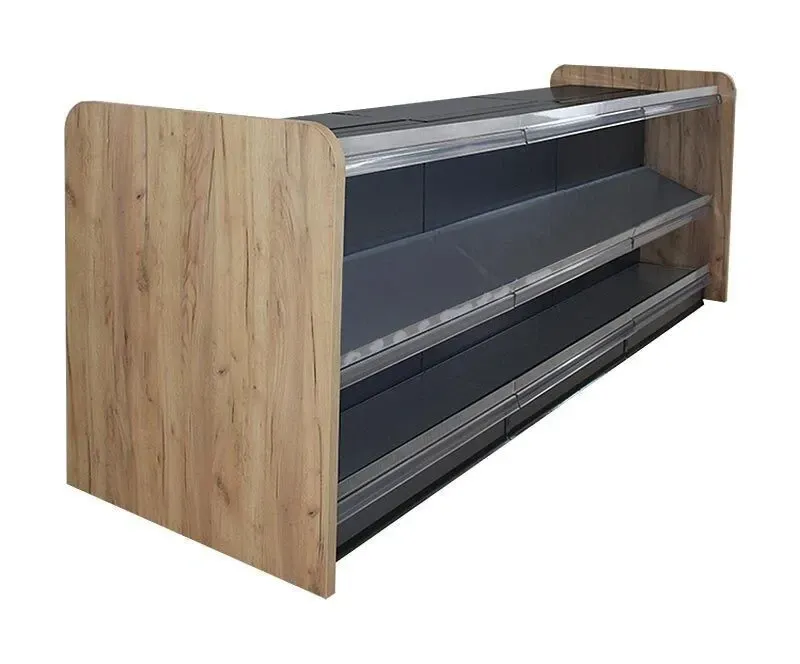Kiosktheke mit 3 Böden | Holzseitenwand Eichebraun