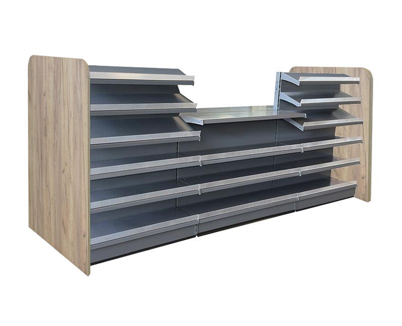 Kiosktheke mit Kassenbereich | Holzseitenwand Eichebraun, Holzseitenwand: Inkl. Holzseitenwände in Eichebraun, Farbe: Anthrazit