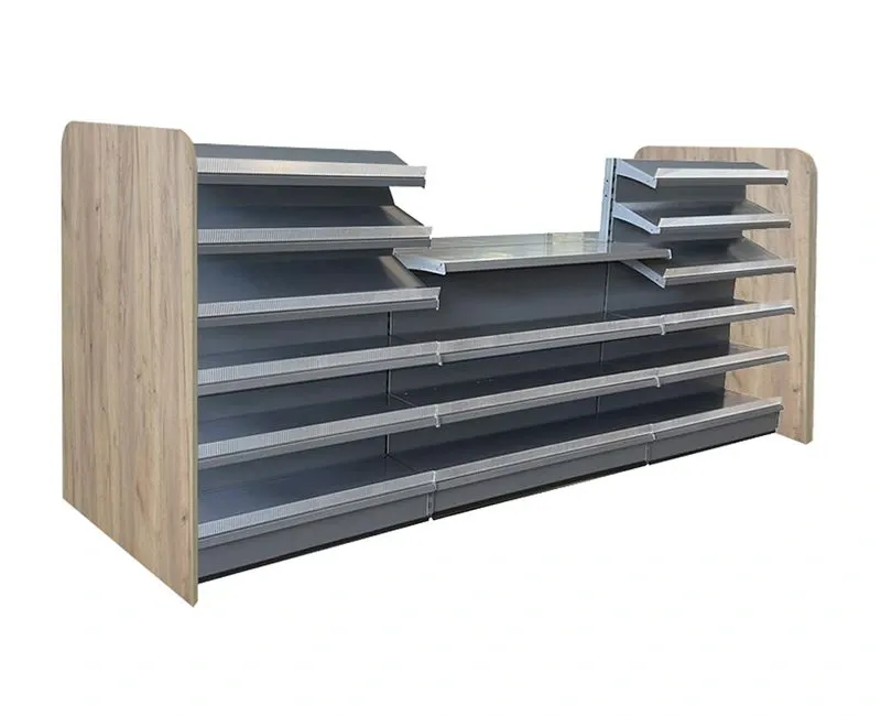 Kiosktheke mit Kassenbereich | Holzseitenwand Eichebraun