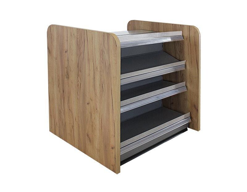 Kiosktheke mit 4 Böden | Holzseitenwand Eichbraun, Breite: 1,00m, Holzseitenwand: Holzseitenwand in Eichebraun, Farbe: Anthrazit