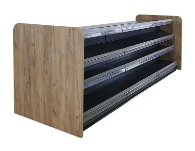 Kiosktheke mit 4 Böden | Holzseitenwand Eichbraun Kiosktheke mit 4 Böden | Holzseitenwand Eichbraun