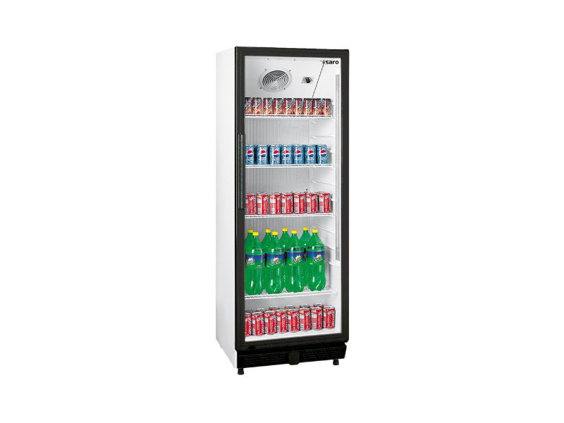 Glastürkühlschrank SK 301 schmal, 301 Liter mit Preisleisten | Saro Glastürkühlschrank SK 301 schmal, 301 Liter mit Preisleisten | Saro