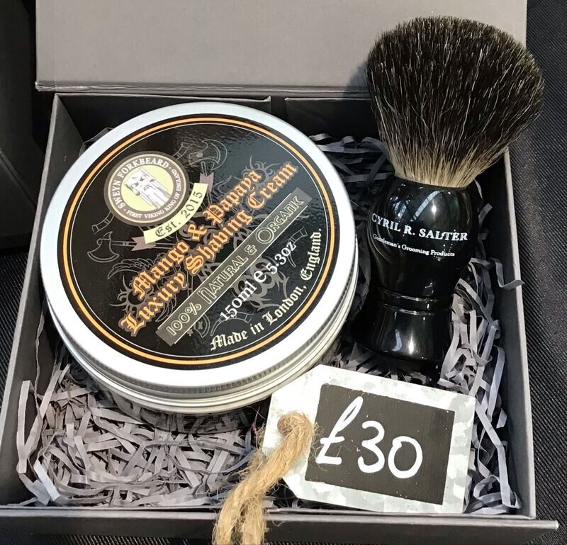 Shaving brush &amp; cream gift box