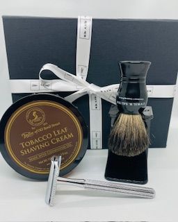 Tobacco Leaf Parker Chrome Razor shaving kit