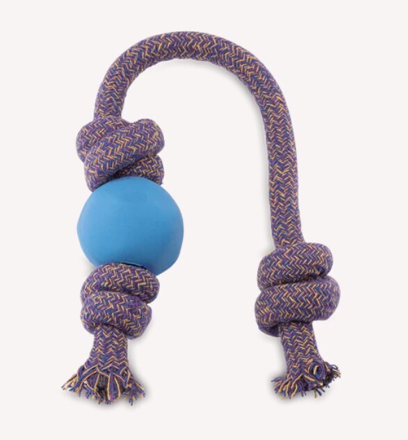 Beco Kautschuk Ball mit Seil blau