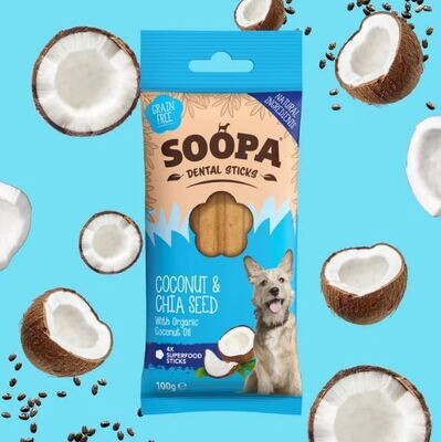 SOOPA Dental Sticks (4Stk) für Hunde mit Kokosnuss- und Chiasamen