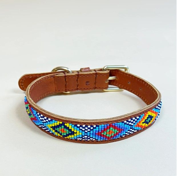 Plakkies Leder-Perlen-Halsband "Rhombus"