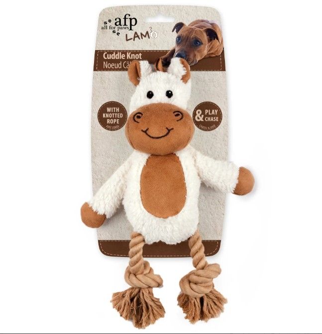 Lambswool-Cuddle Hundespielzeug mit Seil weiß