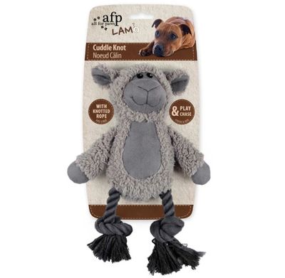 Lambswool-Cuddle Hundespielzeug mit Seil grau