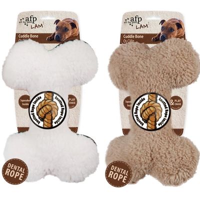 Lambswool-Cuddle Hundespielzeug Plüsch Knochen braun