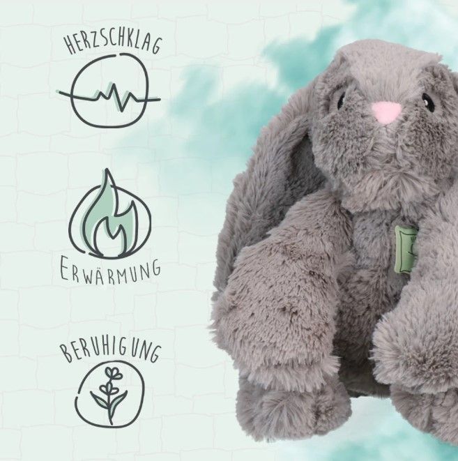 Cozy Dog Plüschhase mit Herzschlag lavendel & Turmalinstein