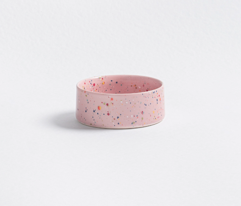 Hundenapf Keramik gebrannte Glasur pink, Größe: S