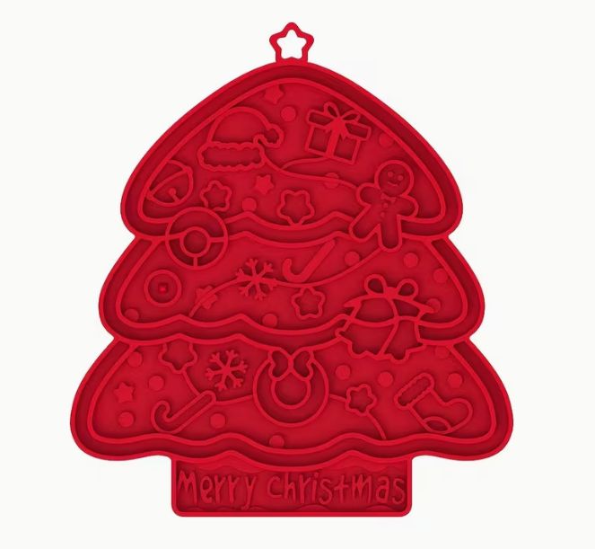 Schleckmatte für Weihnachten mit Saugnäpfen rot