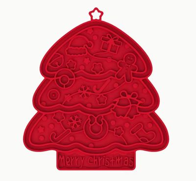 Schleckmatte für Weihnachten mit Saugnäpfen rot