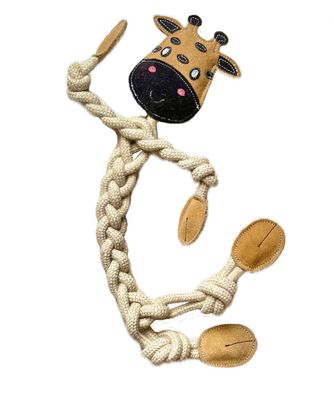 Hundespielzeug Seil Giraffe aus Leder